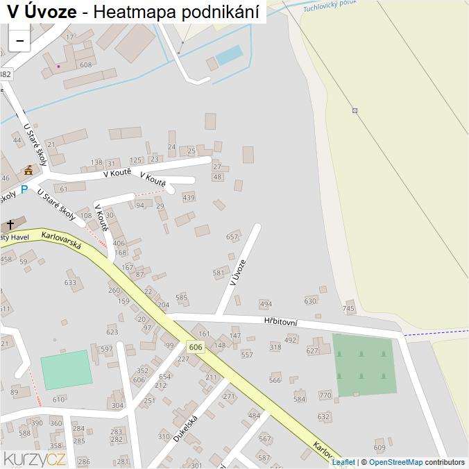 Mapa V Úvoze - Firmy v ulici.