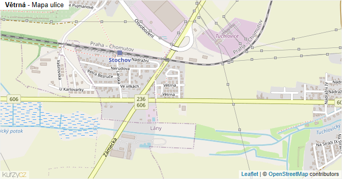 Větrná - mapa ulice