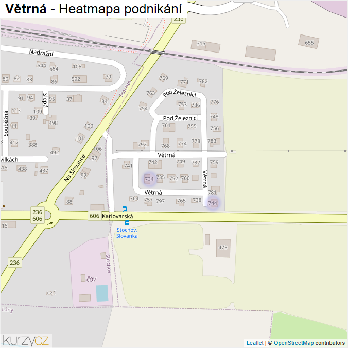 Mapa Větrná - Firmy v ulici.