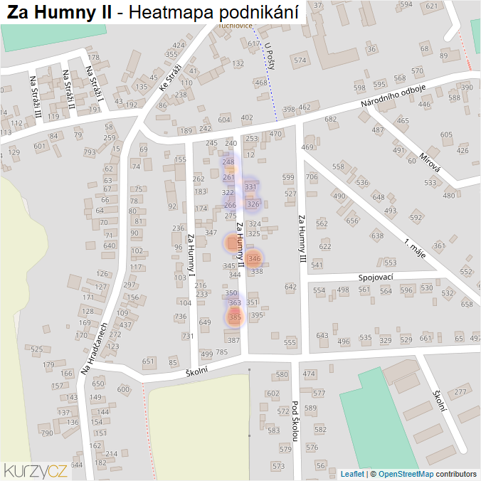 Mapa Za Humny II - Firmy v ulici.