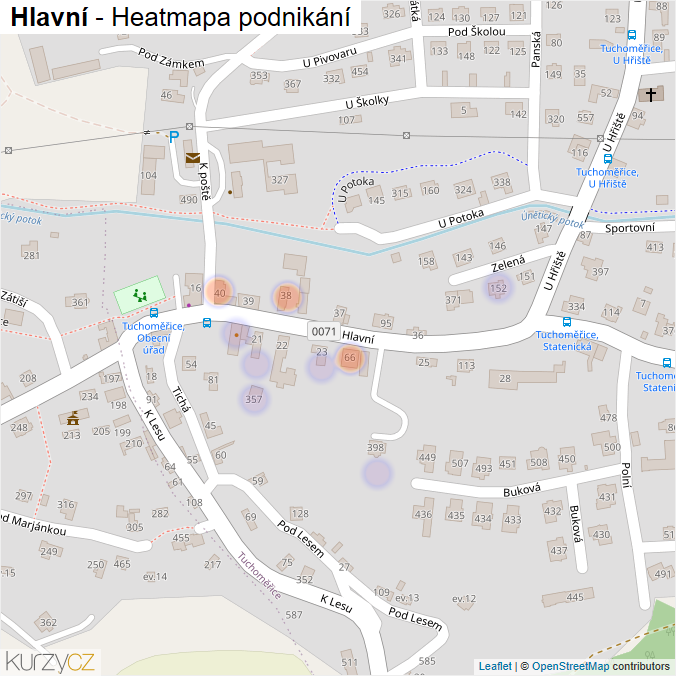 Mapa Hlavní - Firmy v ulici.