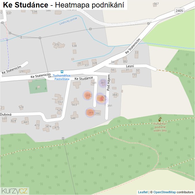 Mapa Ke Studánce - Firmy v ulici.