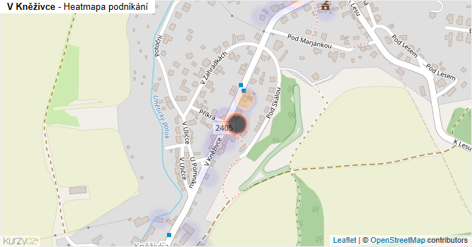 V Kněžívce - mapa podnikání