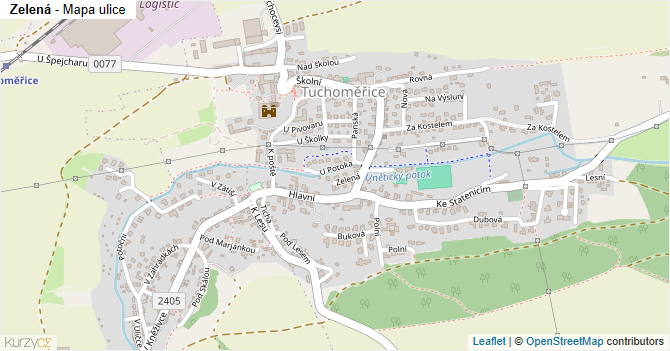 Zelená - mapa ulice