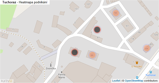 Tuchoraz - mapa podnikání