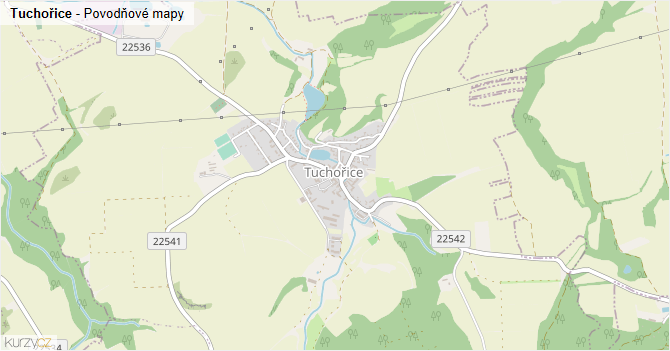 Tuchořice - záplavové mapy stoleté vody