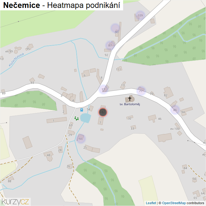 Mapa Nečemice - Firmy v části obce.