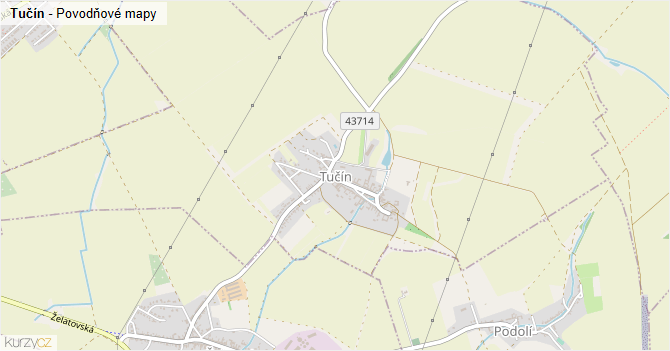 Tučín - záplavové mapy stoleté vody