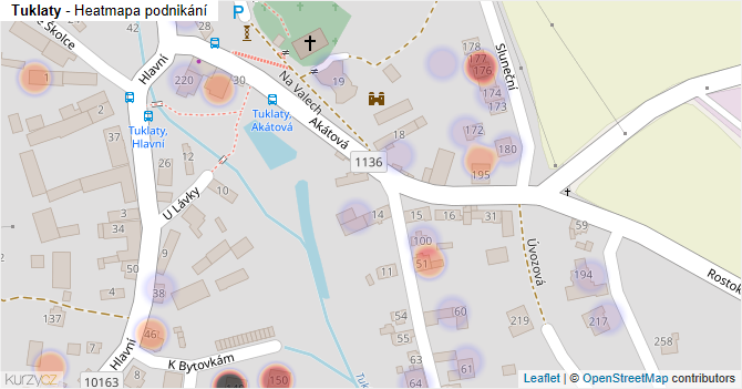 Tuklaty - mapa podnikání