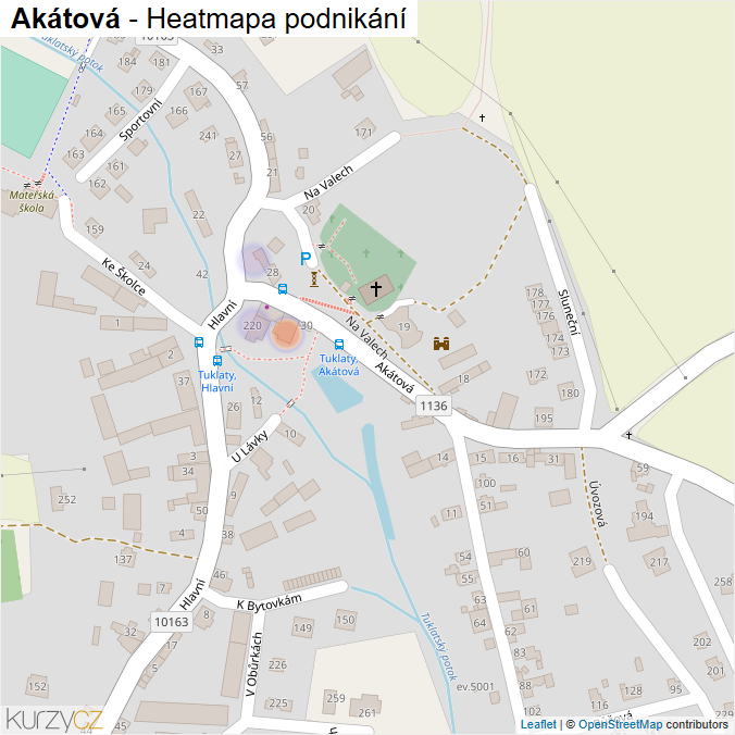 Mapa Akátová - Firmy v ulici.