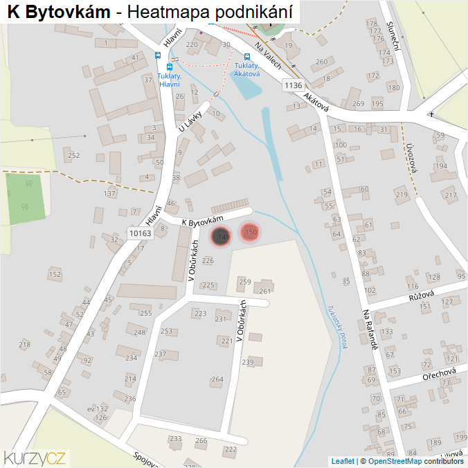 Mapa K Bytovkám - Firmy v ulici.