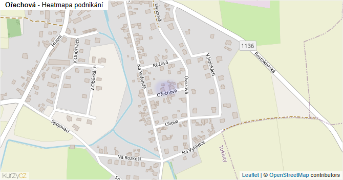 Ořechová - mapa podnikání