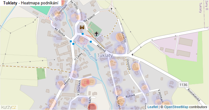 Tuklaty - mapa podnikání