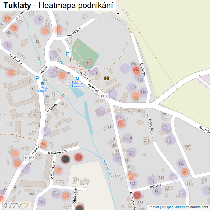 Mapa Tuklaty - Firmy v části obce.