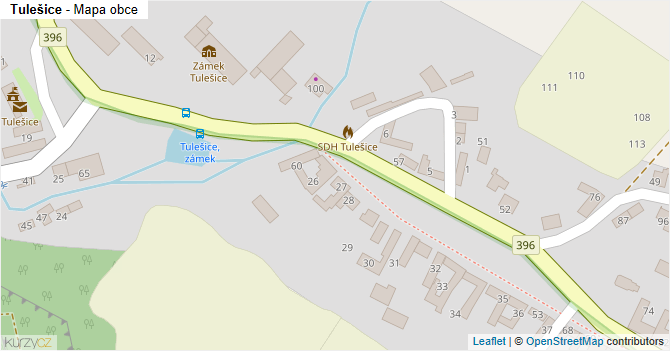 Tulešice - mapa obce