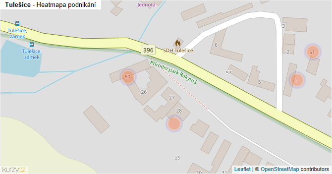 Tulešice - mapa podnikání