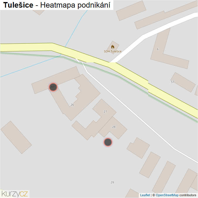 Mapa Tulešice - Firmy v obci.