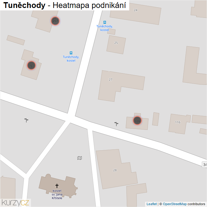 Mapa Tuněchody - Firmy v obci.