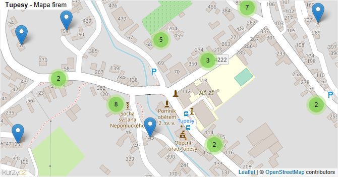 Tupesy - mapa firem