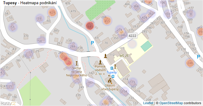 Tupesy - mapa podnikání