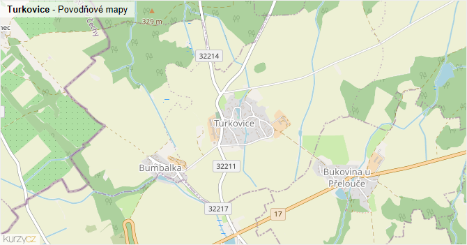 Turkovice - záplavové mapy stoleté vody