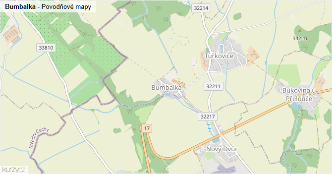 Bumbalka - záplavové mapy stoleté vody