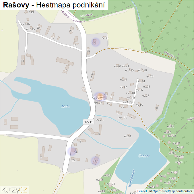 Mapa Rašovy - Firmy v části obce.