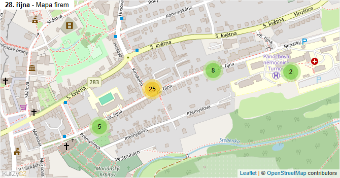 28. října - mapa firem