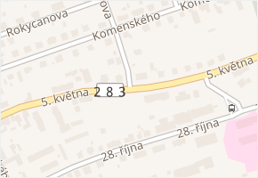 5. května v obci Turnov - mapa ulice