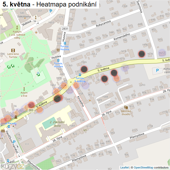 Mapa 5. května - Firmy v ulici.