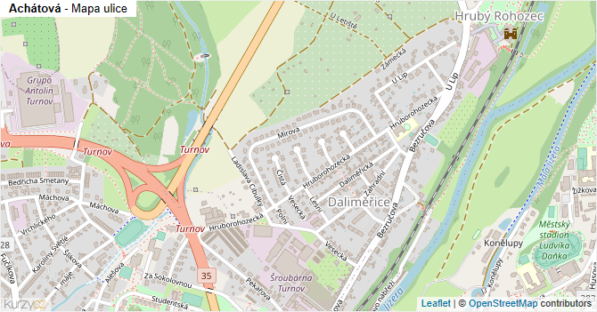 Achátová - mapa ulice