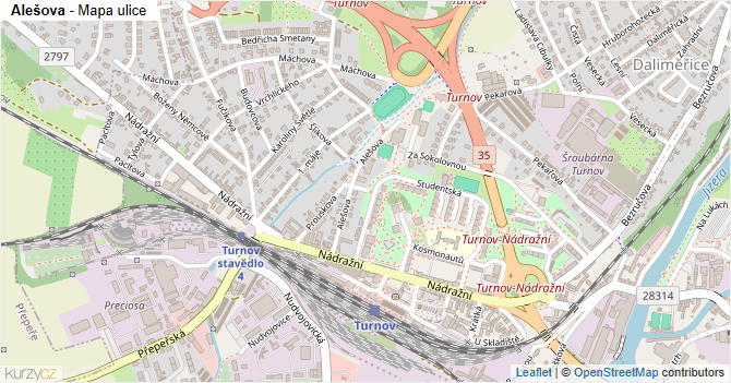 Alešova - mapa ulice