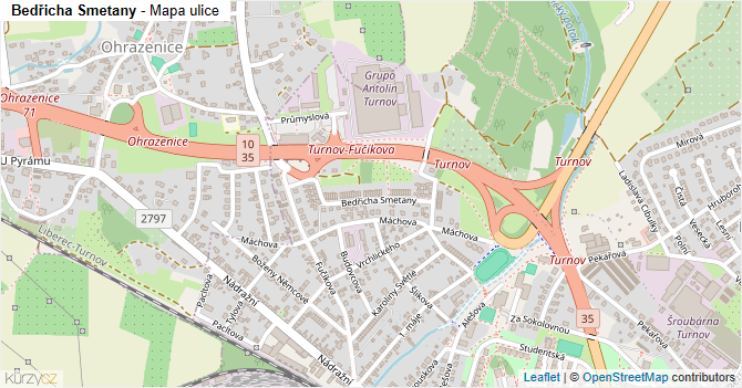 Bedřicha Smetany - mapa ulice