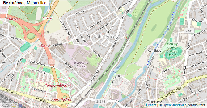 Bezručova - mapa ulice
