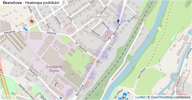 Bezručova - mapa podnikání