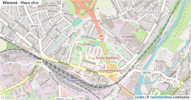 Březová - mapa ulice