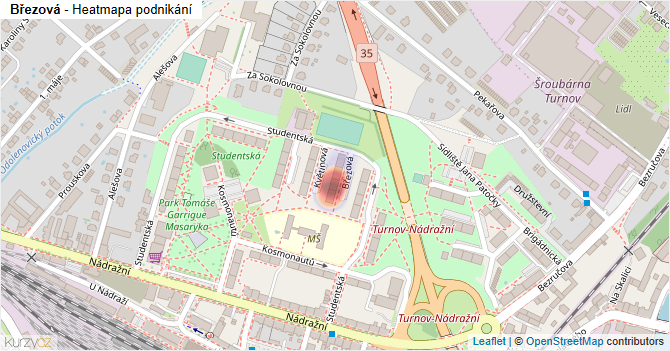 Březová - mapa podnikání