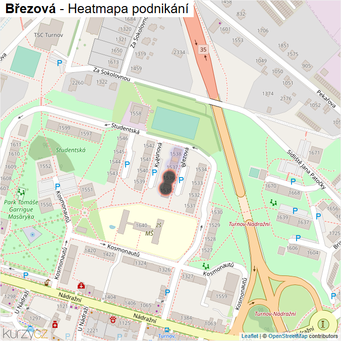 Mapa Březová - Firmy v ulici.