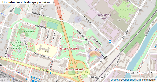 Brigádnická - mapa podnikání