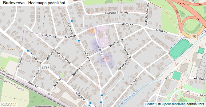 Budovcova - mapa podnikání