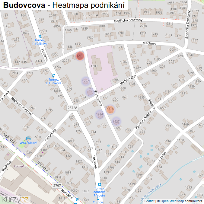 Mapa Budovcova - Firmy v ulici.