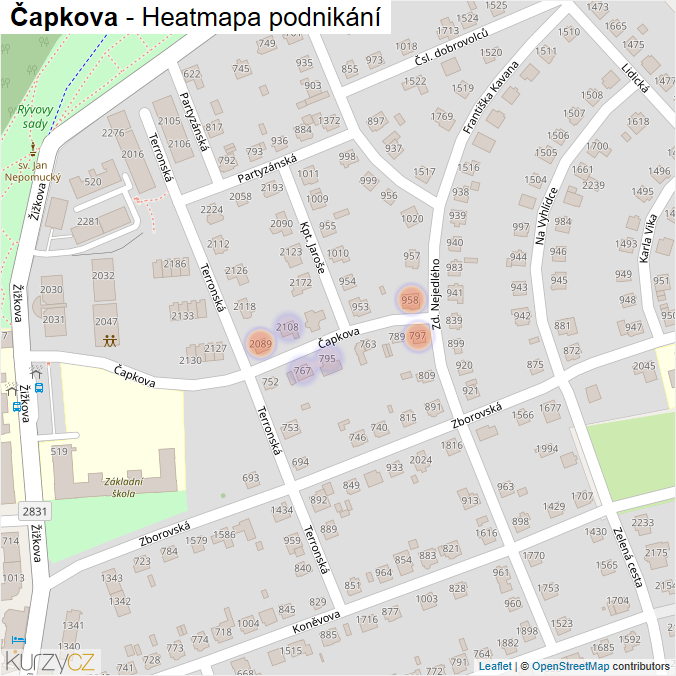 Mapa Čapkova - Firmy v ulici.