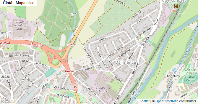 Čistá - mapa ulice