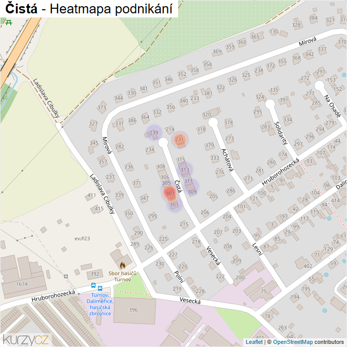 Mapa Čistá - Firmy v ulici.