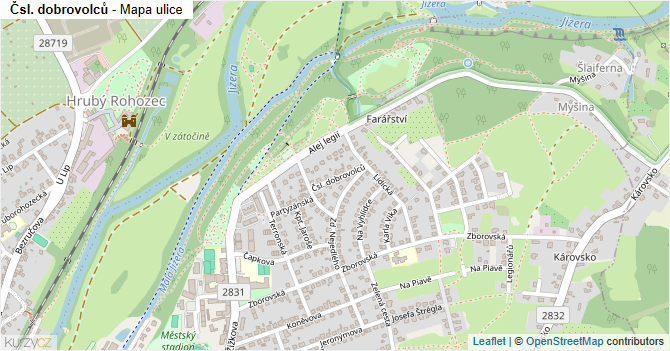 Čsl. dobrovolců - mapa ulice