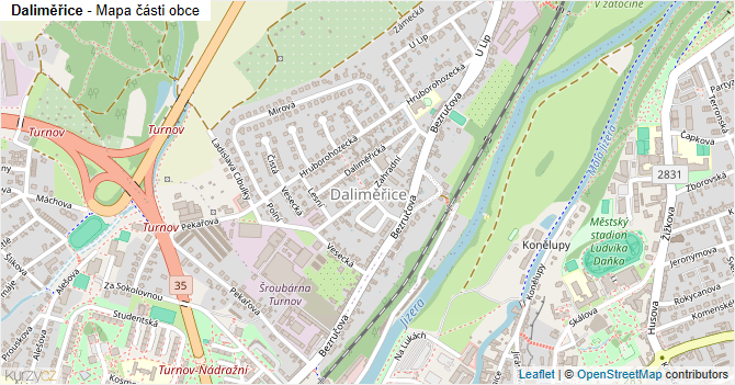 Daliměřice - mapa části obce