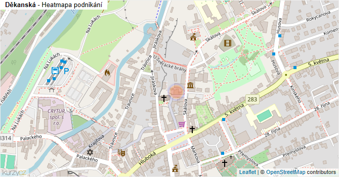 Děkanská - mapa podnikání
