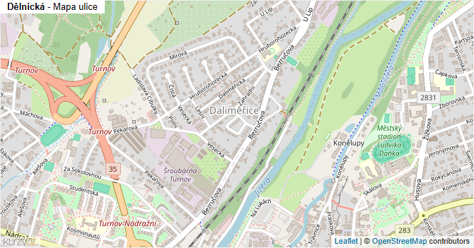 Dělnická - mapa ulice