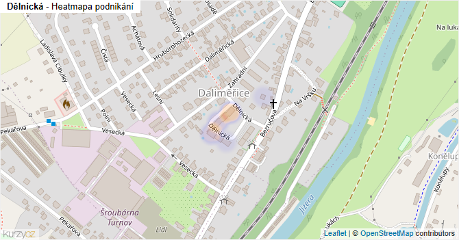 Dělnická - mapa podnikání
