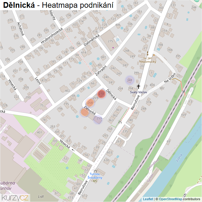 Mapa Dělnická - Firmy v ulici.